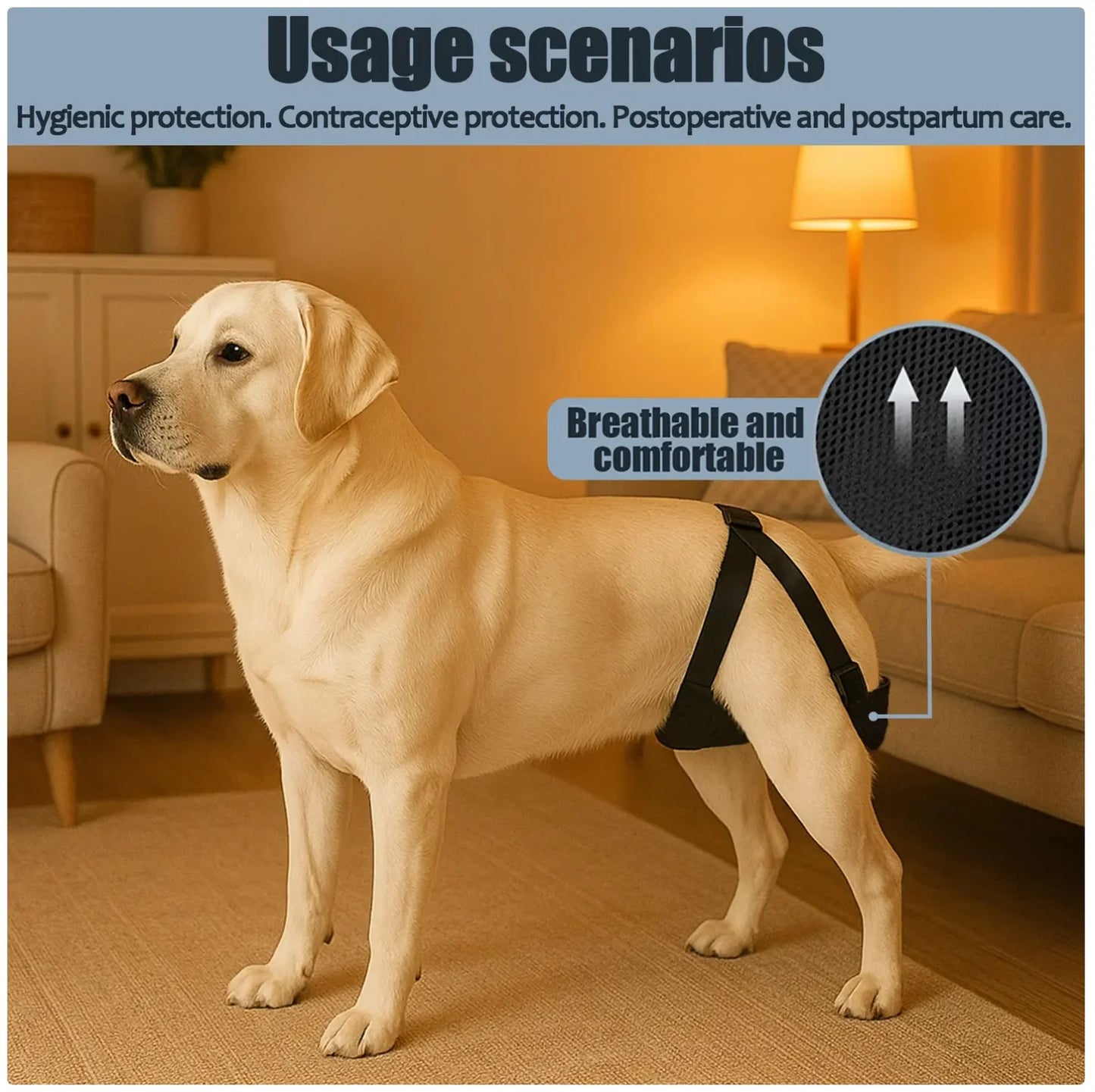 Reusable Female Dog Diaper - Adjustable & Breathable Mesh Dog Sanitary Pant