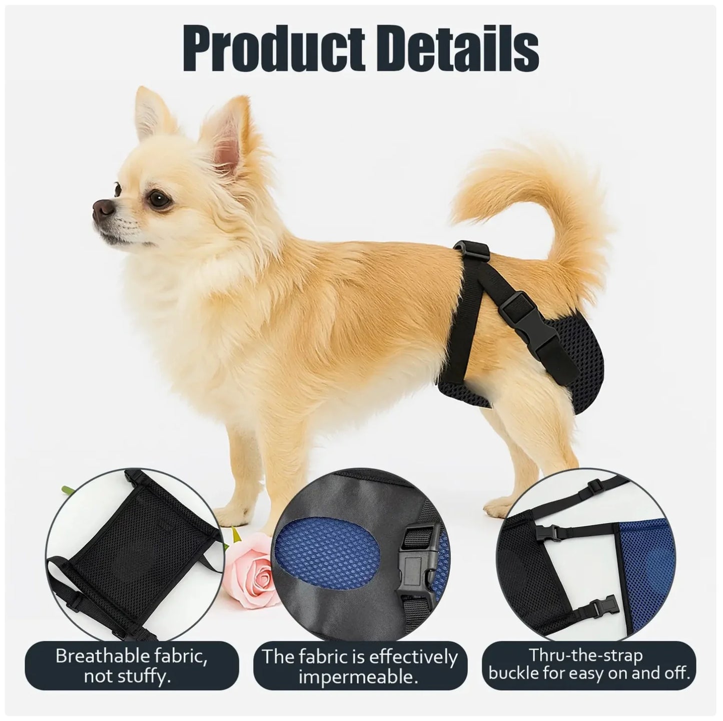 Reusable Female Dog Diaper - Adjustable & Breathable Mesh Dog Sanitary Pant
